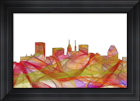 Framed Baltimore Maryland Skyline. - Summer Swirl Print