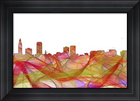 Framed Baton Rouge Louisiana Skyline - Summer Swirl Print