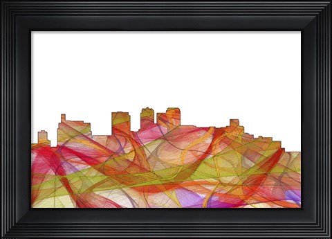 Framed Birmingham Alabama Skyline - Summer Swirl Print