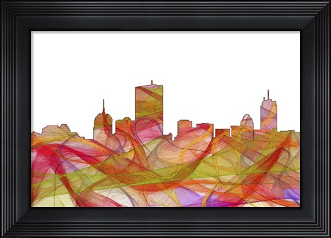 Framed Boston Mas .Skyline -Summer Swirl Print