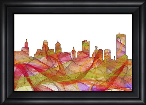 Framed Buffalo New York SkylineSummer Swirl Print