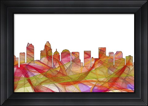 Framed Charlotte NC Skyline - Summer Swirl Print