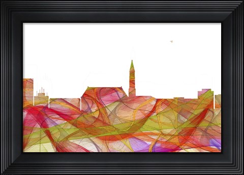 Framed Cheyenne Wyoming Skyline   - Summer Swirl Print