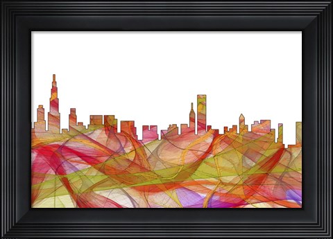 Framed Chicago Illinois Skyline - Summer Swirl Print