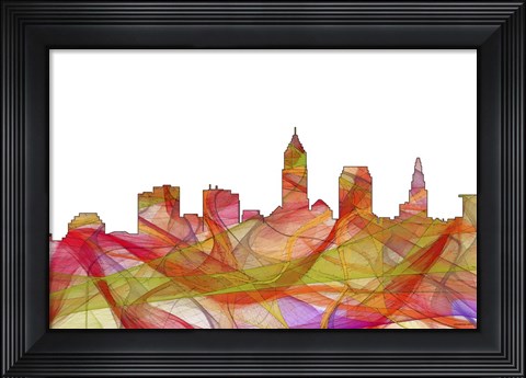 Framed Cleveland Ohio Skyline - Summer Swirl Print