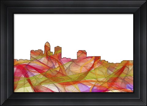 Framed des Moines Iowa Skyline - Summer Swirl Print