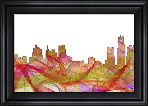 Framed Detroit Michigan Skyline- Summer Swirl Print