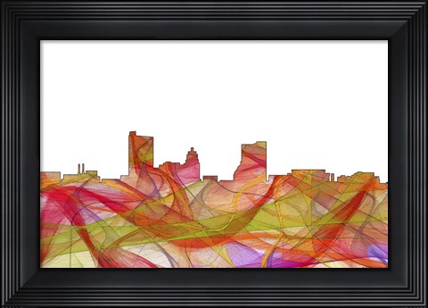Framed Fort Wayne Indiana Skyline - Summer Swirl Print