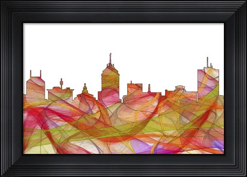 Framed Fresno California Skyline. - Summer Swirl Print