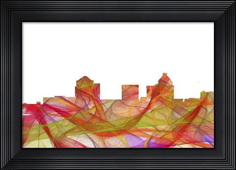 Framed Greensboro North Carolina Skyline - Summer Swirl Print