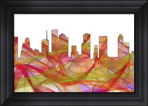 Framed Houston Texas Skyline - Summer Swirl Print