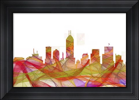 Framed Indiana Indianapolis Skyline - Summer Swirl Print