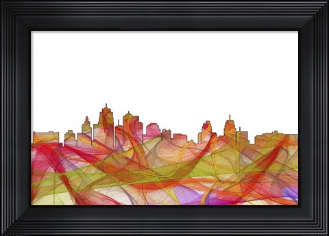 Framed Kansas City Missouri Skyline -  Summer Swirl Print