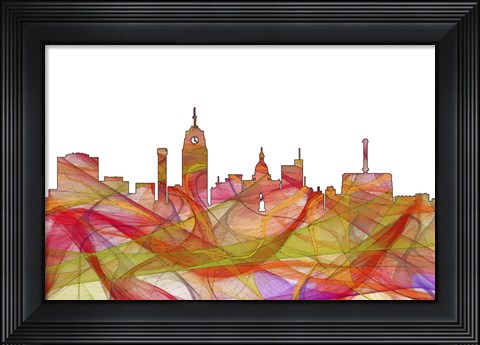 Framed Lansing Michigan Skyline - Summer Swirls Print