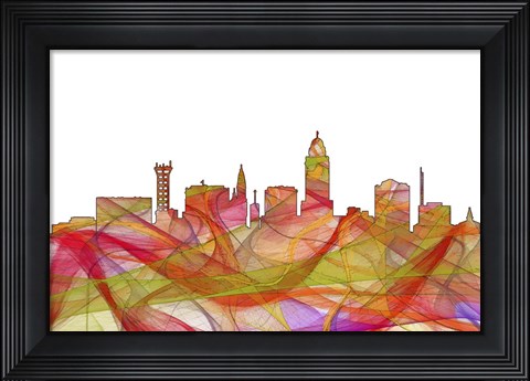 Framed Lincoln Nebraska  Skyline - Summer Swirl Print