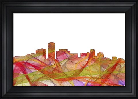 Framed Long Beach California Skyline - Summer Swirl Print