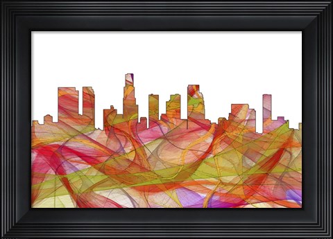 Framed Los Angeles California Skyline--Summer Swirl Print