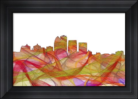 Framed Louisville Kentucky Skyline - Summer SwirlL Print