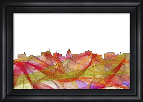 Framed Madison Wisconsin Skyline - Summer Swirl Print