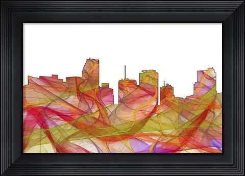 Framed Miami Florida Skyline - Summer Swirl Print