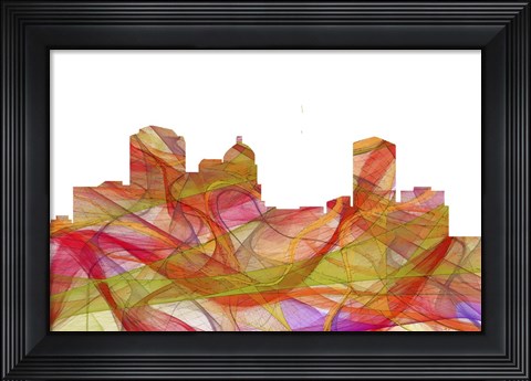 Framed Montgomery Alabama Skyline--Summer Swirl Print