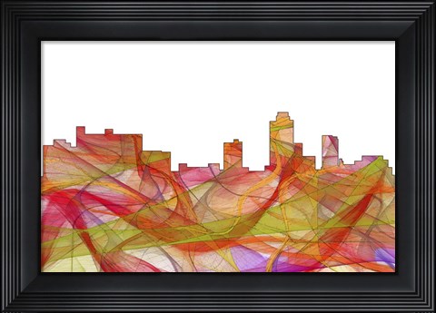 Framed New Brunswick New Jersey Skyline - Summer Swirl Print