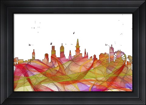 Framed New Orleans Louisiana Skyline-  Summer Swirl Print