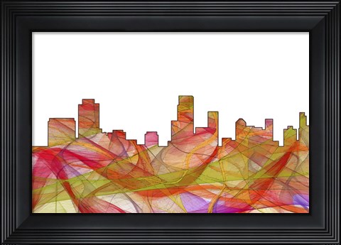 Framed Newark New Jersey Skyline -Summer Swirl Print
