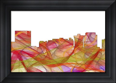 Framed Newport News Virginia Skyline - Summer Swirl Print