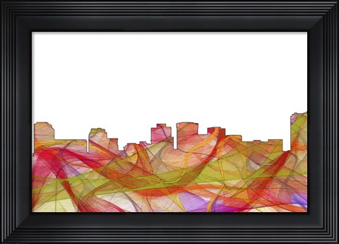 Framed Norfolk Virginia Skyline - Summer Swirl Print