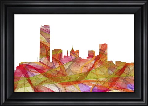 Framed Oklahoma City Oklahoma Skyline - Summer Swirl Print