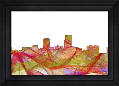 Framed Omaha Nebraska Skyline-Summer Swirl Print