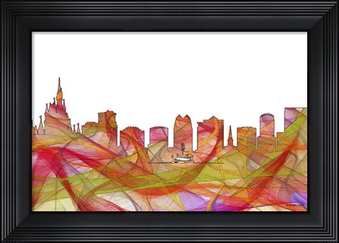 Framed Orlando Florida Skyline - Summer Swirl Print