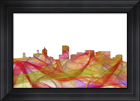 Framed Portland Oregon Skyline - Summer Swirl Print