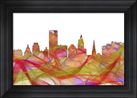 Framed Providence Rhode Island Skyline - Summer Swirl Print