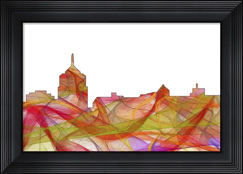 Framed Roanoke Virginia Skyline - Summer Swirl Print