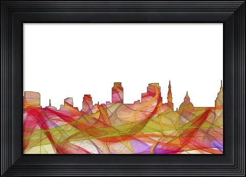 Framed Sacramento California Skyline Summer Swirl Print