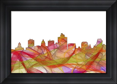 Framed SaltLake City Utah Skyline - Summer Swirl Print