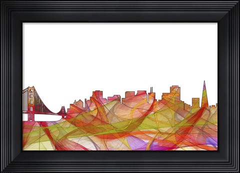 Framed San Francisco California Skyline  Summer Swirl- Print