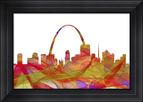 Framed St Louis Missouri Skyline- summer Swirl Print