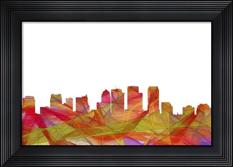 Framed Tampa Florida Skyline - Summer Swirl Print