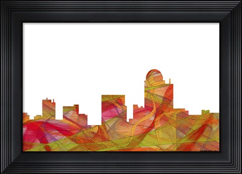 Framed Winston-Salem North Carolina Skyline Summmer Swirl Print