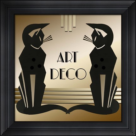 Framed Art Deco Cats 1 Print