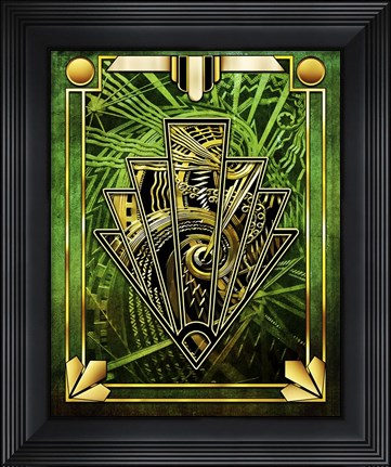 Framed Emerald Green Chevron Print