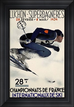 Framed French Ski Competition 1939 Print