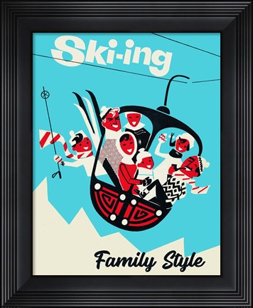 Framed Skiing Family Style Print