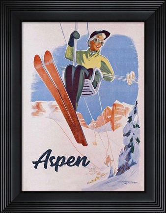 Framed Vintage Aspen Ski Lift Print