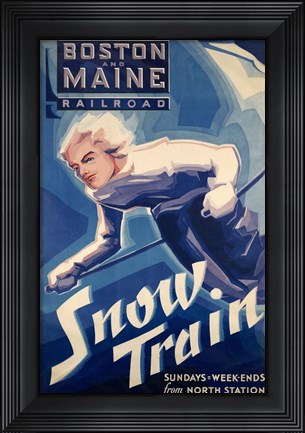 Framed Winter Rail for Skiing Print
