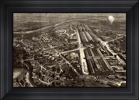 Framed Birdseye Map Of The Centennial Exhibition At Philadelphia In 1876 Print