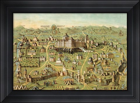 Framed Christian Map Of Jerusalem 1871 Print